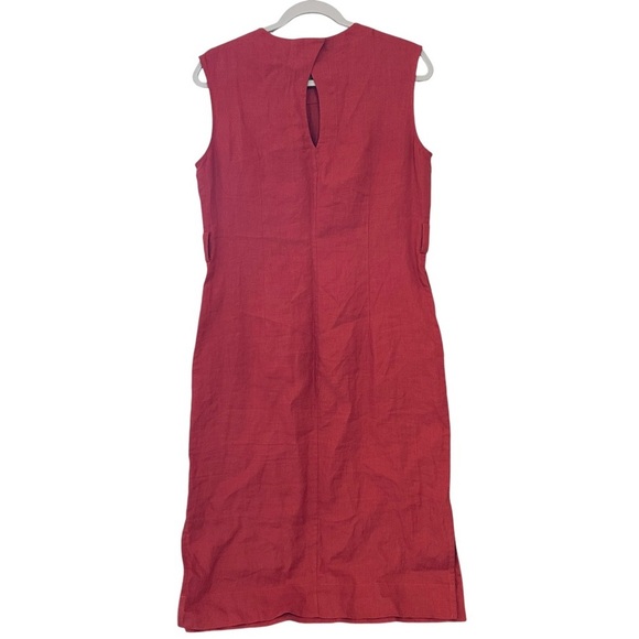 Jaeger London Vintage Linen Sleeveless Burnt Orange Shift Dress Size UK 10 US 8 - Picture 2 of 12